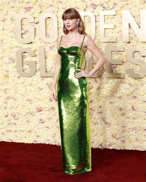 gucci green dress taylor swift|Taylor Swift Shines on the Golden Globes Red Carpet in a Green .